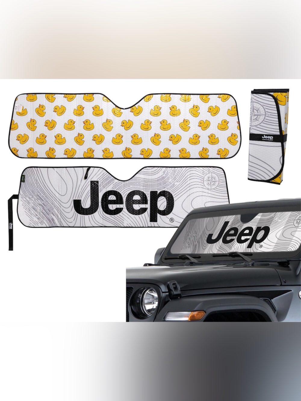 Jeep Wrangler | Reversible Compass & Rubber Duck Sunshade | Fits 1996-2024 Jeeps